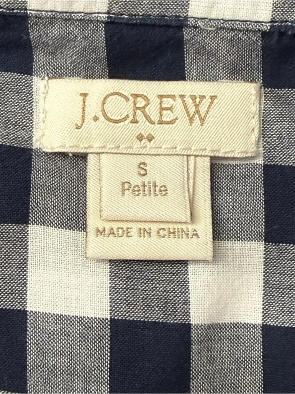 J. Crew Women's Classic-Fit Long Sleeve Blouse, Gingham Check Navy & White, Sz S